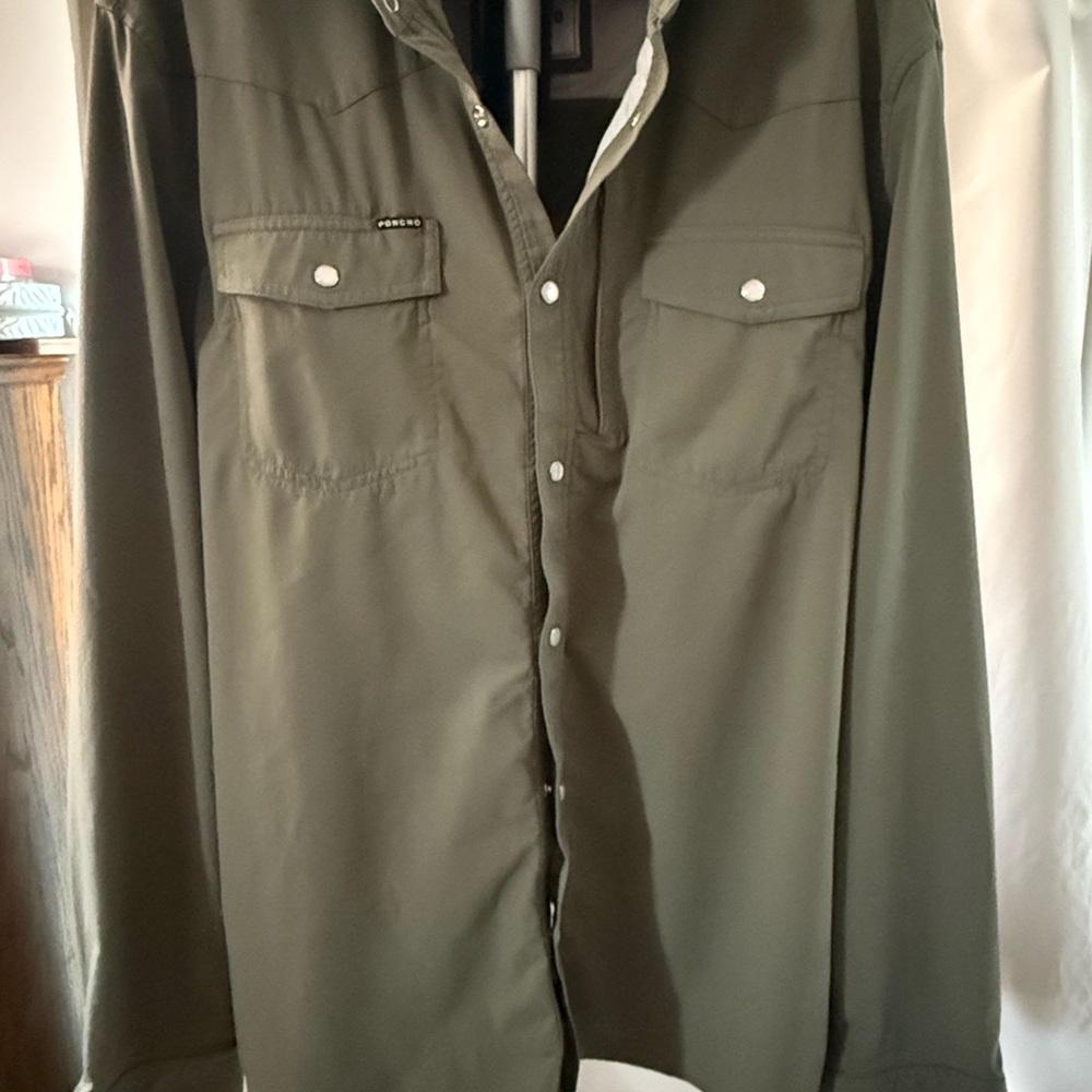 Poncho's Olive Green Button-Up Shirt